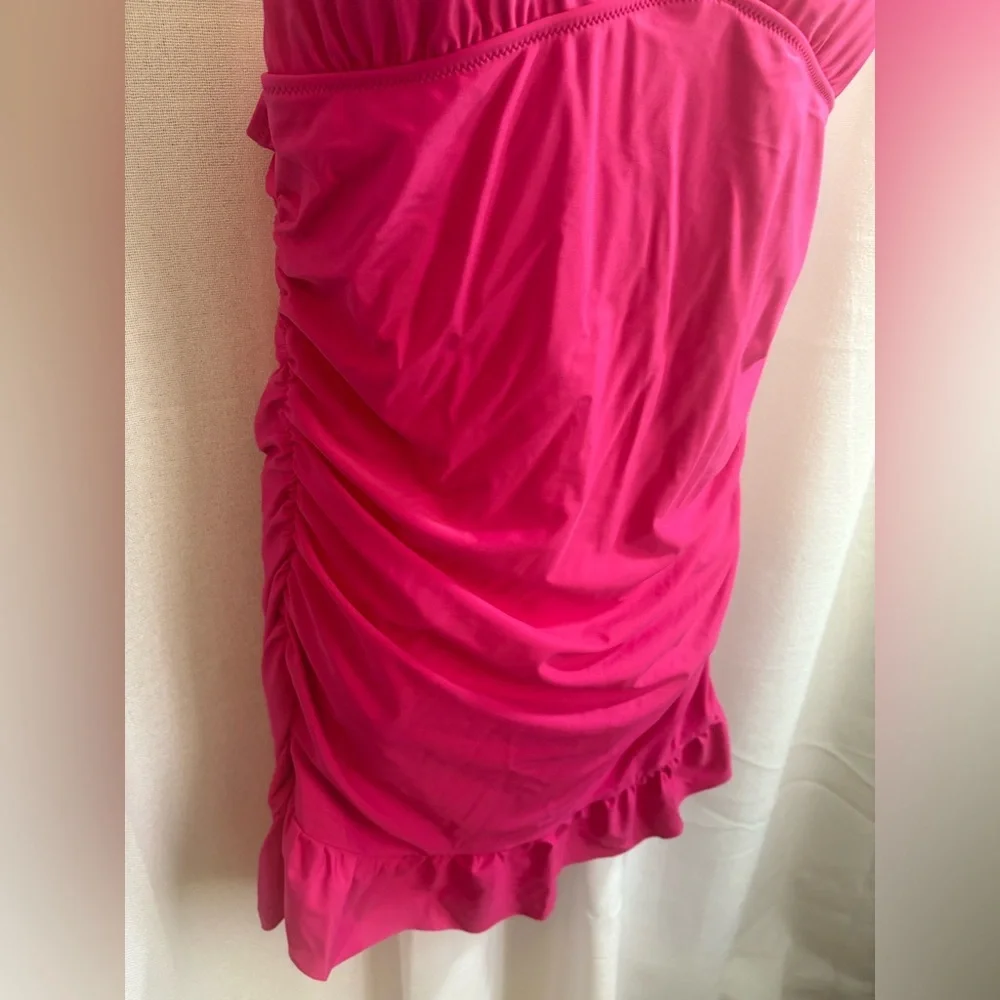 NWT J.‎ CREW Ruched Femme One Piece Swim Dress Pink 16 Plus Size 0373